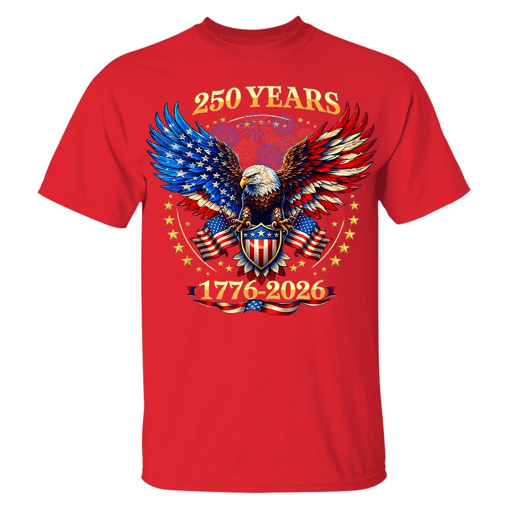USA 250 Years Anniversary T-Shirt, 4th of July Independence Day Patriotic Tee Hv01
