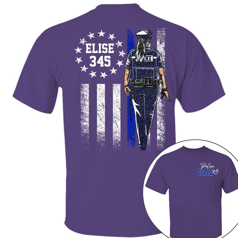 Proud Police Dad Shirt – Custom Name Gift For Dad Of Police Officer, Father's Day Tee Na02 Nh00