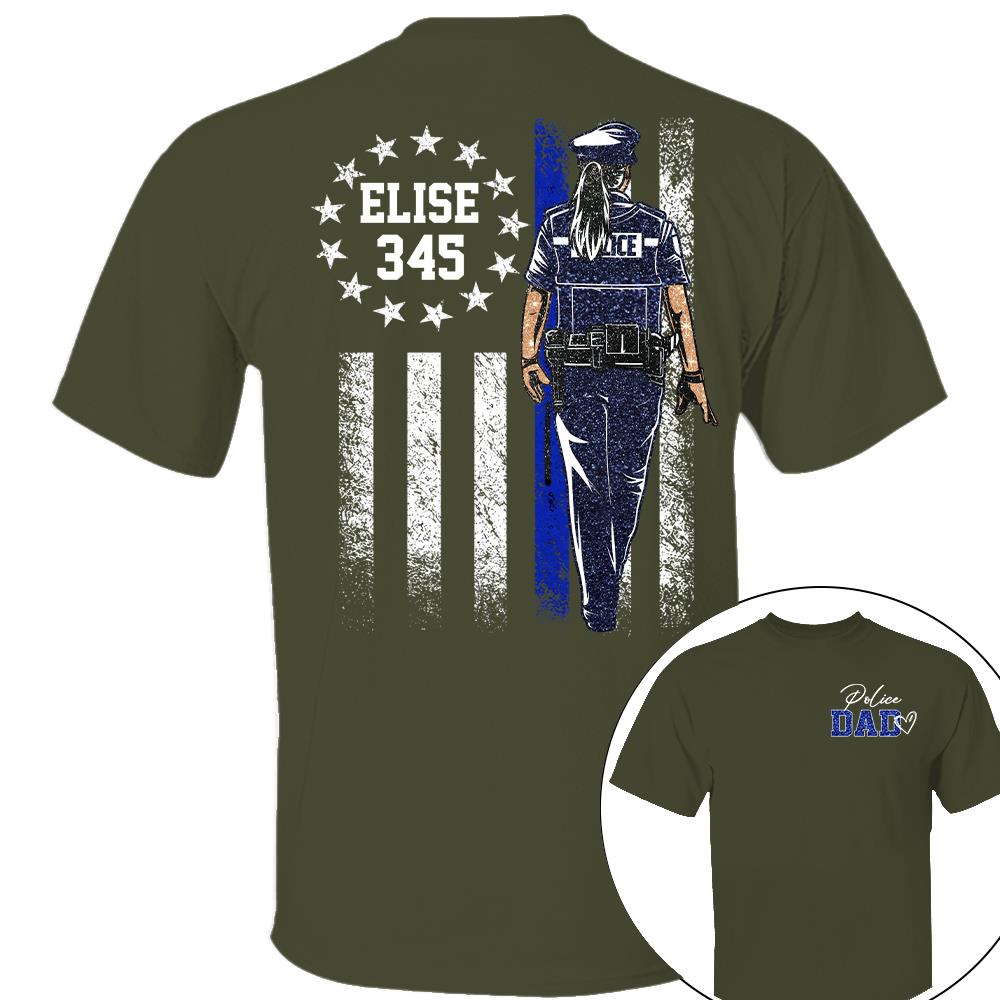Proud Police Dad Shirt – Custom Name Gift For Dad Of Police Officer, Father's Day Tee Na02 Nh00
