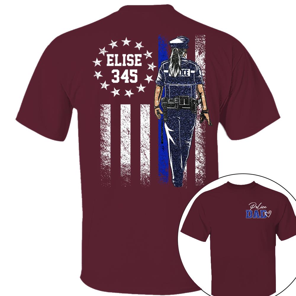 Proud Police Dad Shirt – Custom Name Gift For Dad Of Police Officer, Father's Day Tee Na02 Nh00