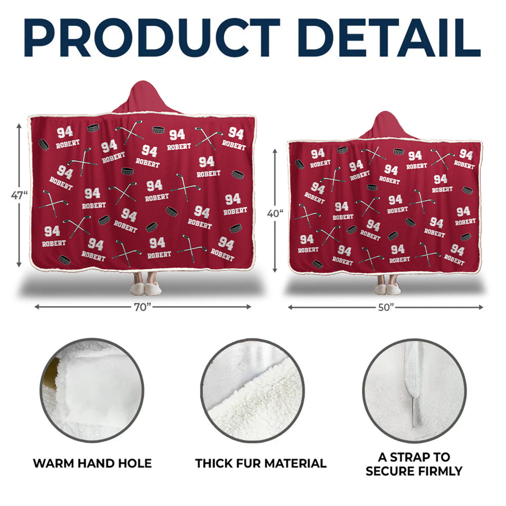 Personalized Ice Hockey Wearable Blanket Hoodie For Sport Lovers, Sport Players Tu20