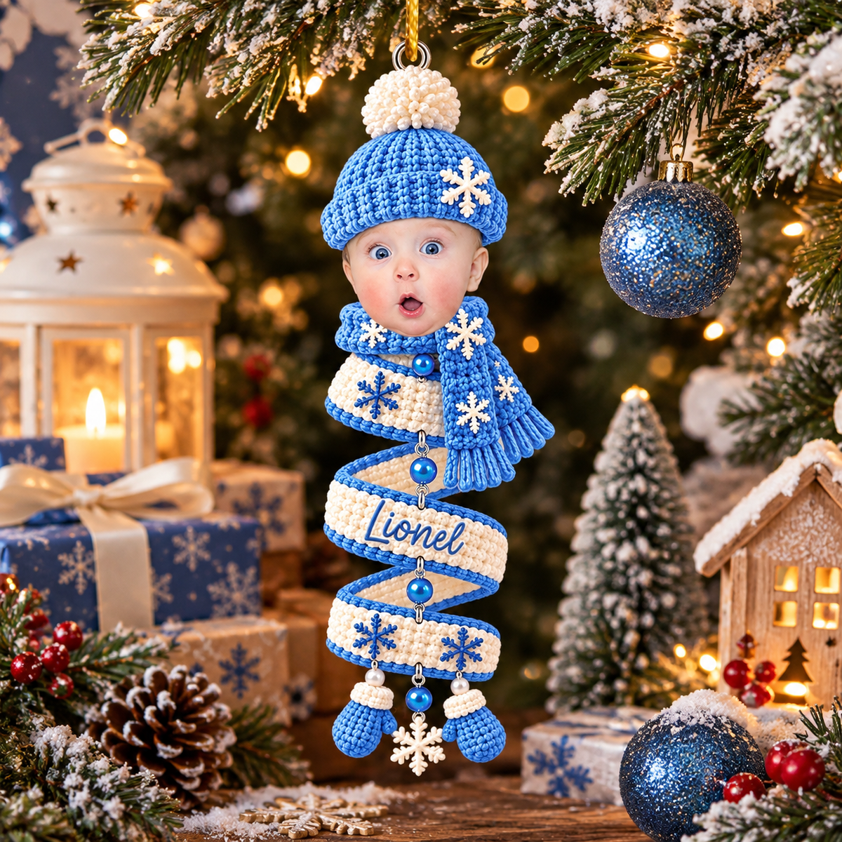 Personalized Baby Face Photo Spiral Acrylic Ornament, Christmas Spiral Ornament, Tree Hanging Christmas Gift T1807 VH01