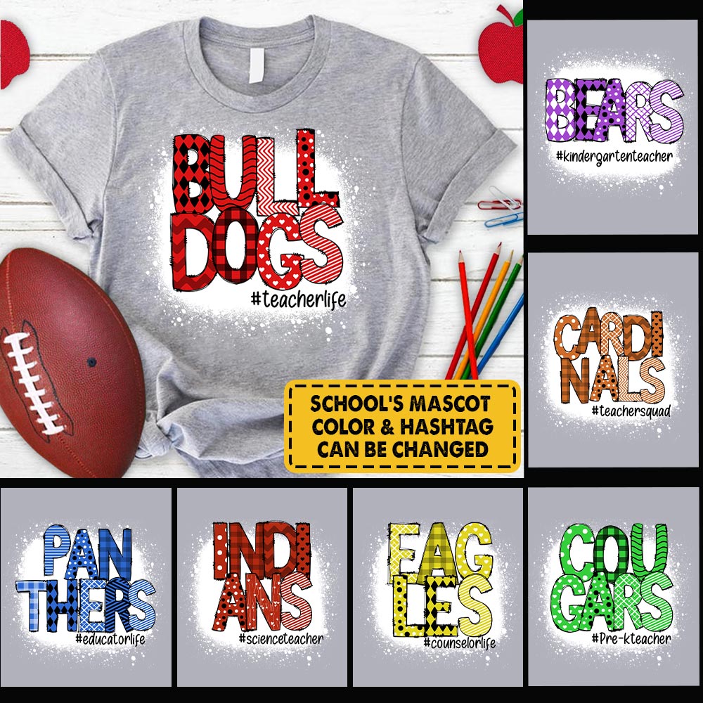 Personalized School Mascot Doodle Pattern T-Shirt For Teacher Ph99 Nh00