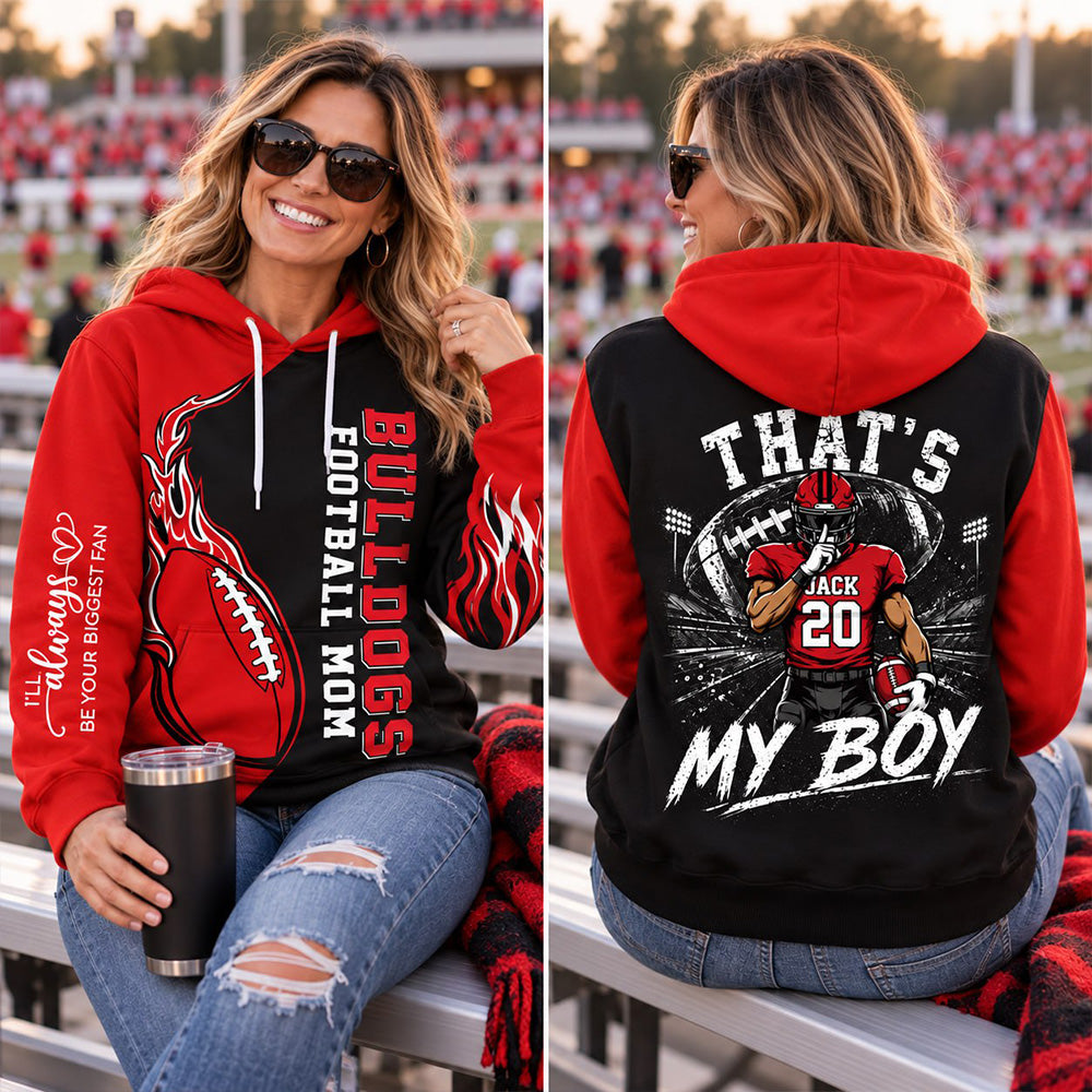 Personalized Football Mom Shirt, Custom That's My Boy Football Shirt, Custom Name & Number Sports Mom Gift Na02 T24