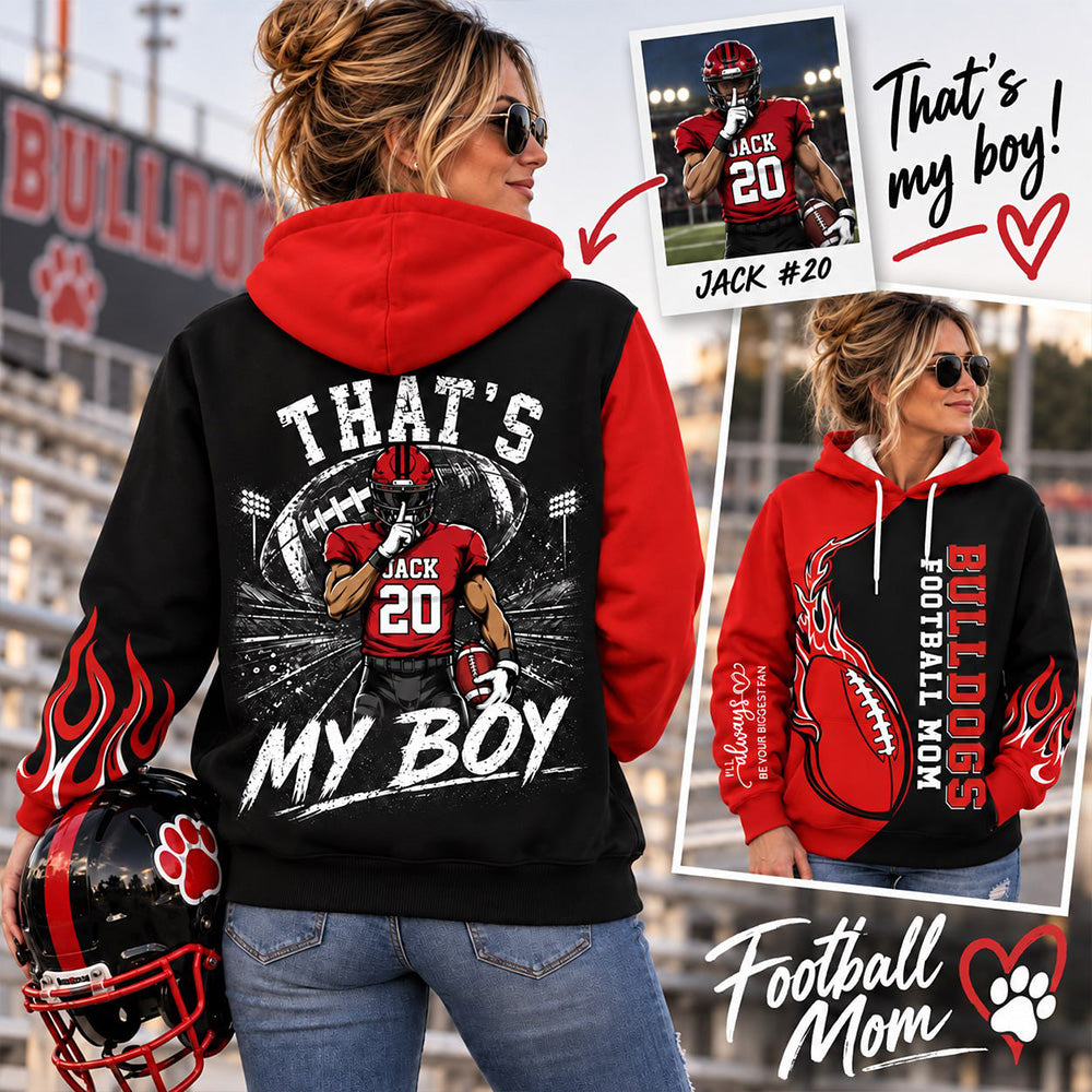 Personalized Football Mom Shirt, Custom That's My Boy Football Shirt, Custom Name & Number Sports Mom Gift Na02 T24