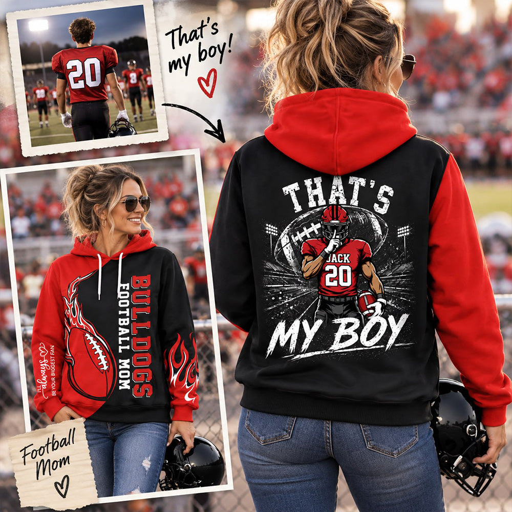 Personalized Football Mom Shirt, Custom That's My Boy Football Shirt, Custom Name & Number Sports Mom Gift Na02 T24