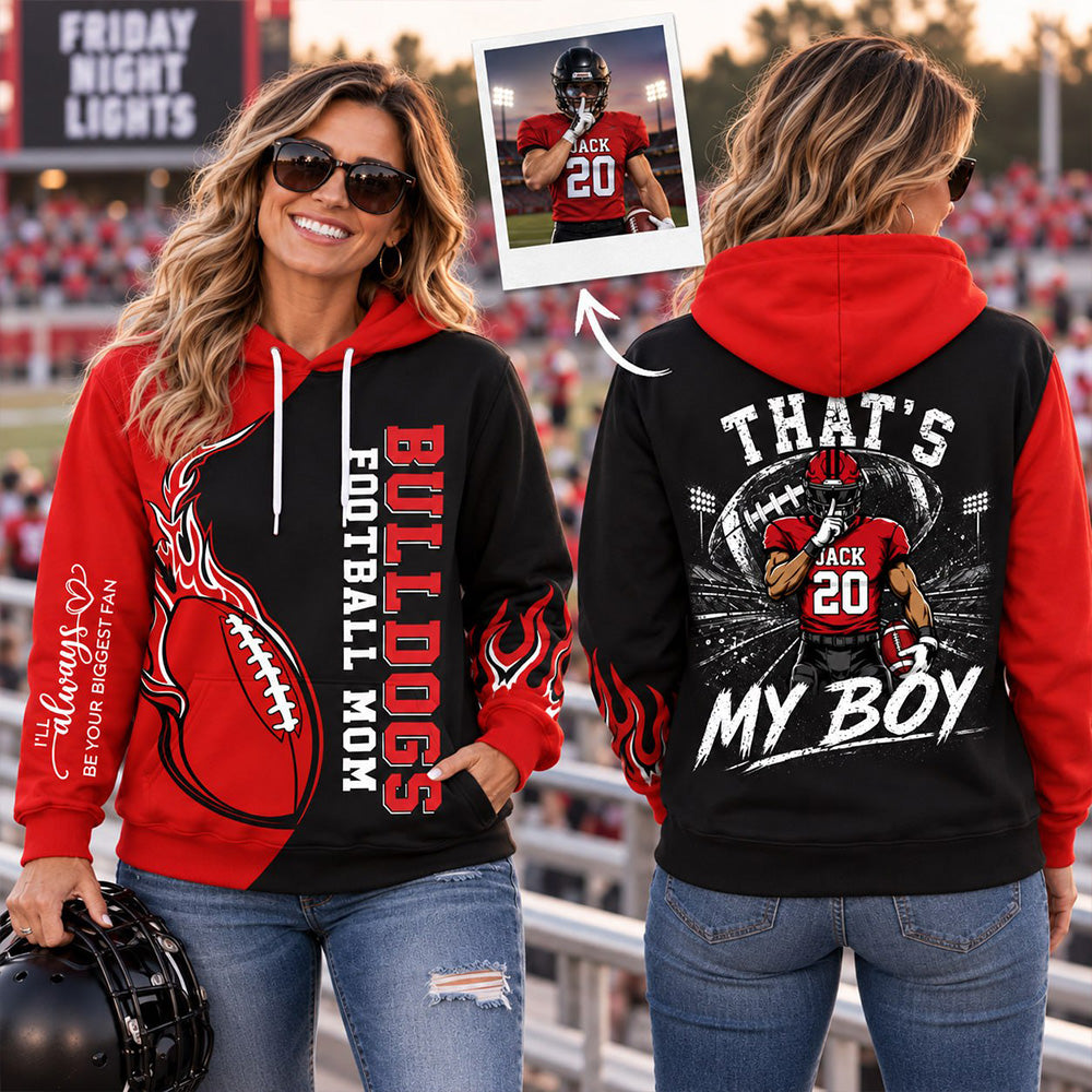 Personalized Football Mom Shirt, Custom That's My Boy Football Shirt, Custom Name & Number Sports Mom Gift Na02 T24