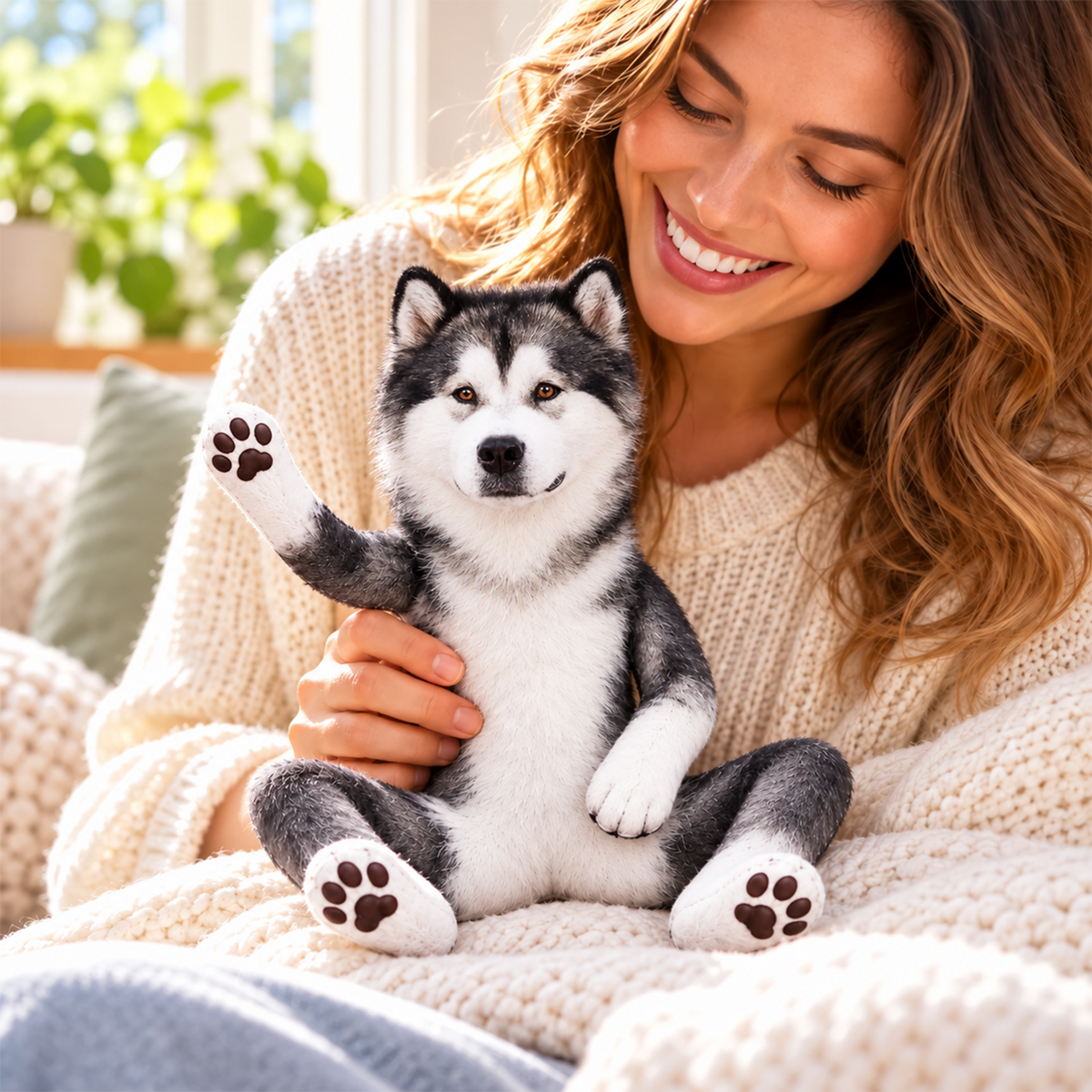 Personalized Alaskan Malamute Photo Pet Squishy Toy Poseable Plush Doll, Funny Gift For Dog Mom, Dad, Pet Lover T1807 T24 TL06