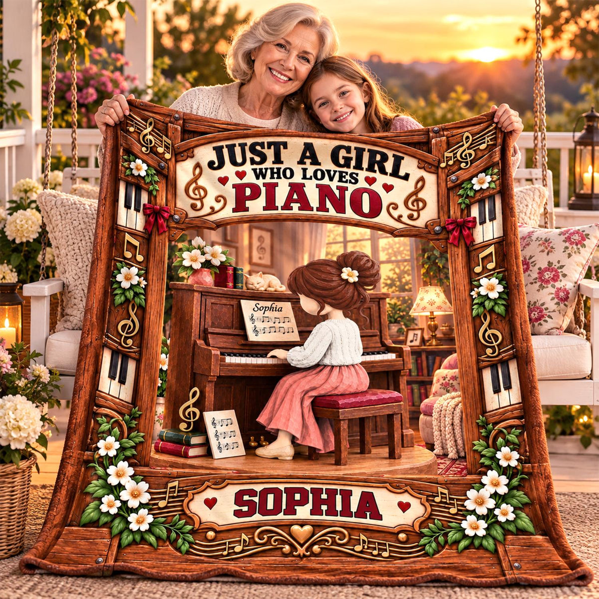 Just A Girl Who Loves Piano, Personalized Piano Blanket, Custom Name Gift, Gift For Piano Players Piano Lover MI209 Hv01 KL07
