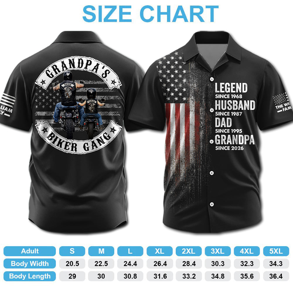 Grandpa’s Biker Gang - Custom Name Father's Day Hawaiian Shirt - Personalized Gift For Dad, Grandpa, Biker A2110 Pt99