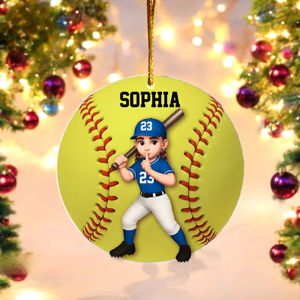Personalized Baseball Softball Player Ornament, Gift For Sport Lover, Baseball Team Gift, Baseball Senior Christmas Gift, Sport Fan Ornament Hv01
