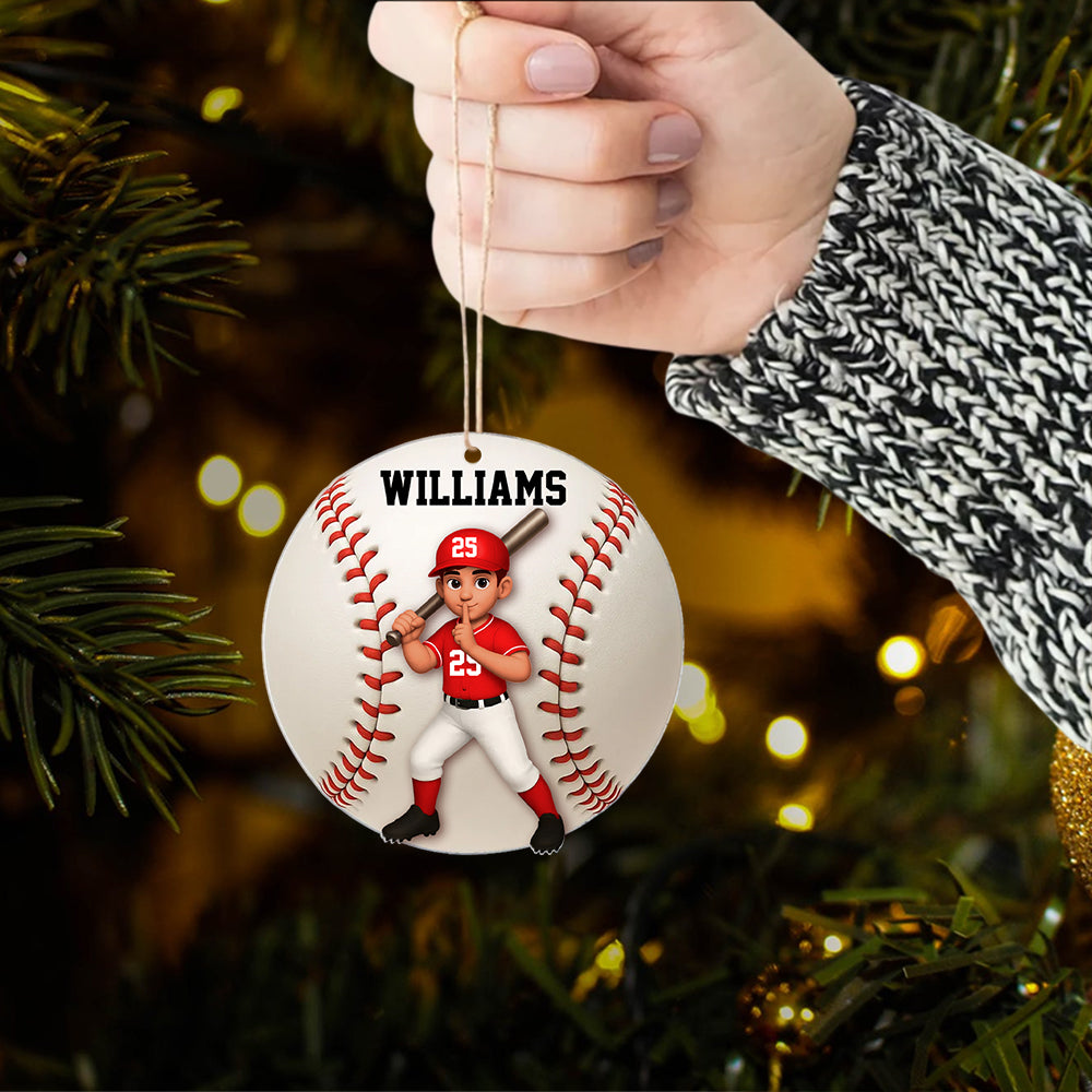 Personalized Baseball Softball Player Ornament, Gift For Sport Lover, Baseball Team Gift, Baseball Senior Christmas Gift, Sport Fan Ornament Hv01