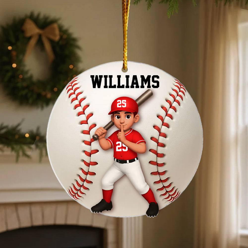 Personalized Baseball Softball Player Ornament, Gift For Sport Lover, Baseball Team Gift, Baseball Senior Christmas Gift, Sport Fan Ornament Hv01