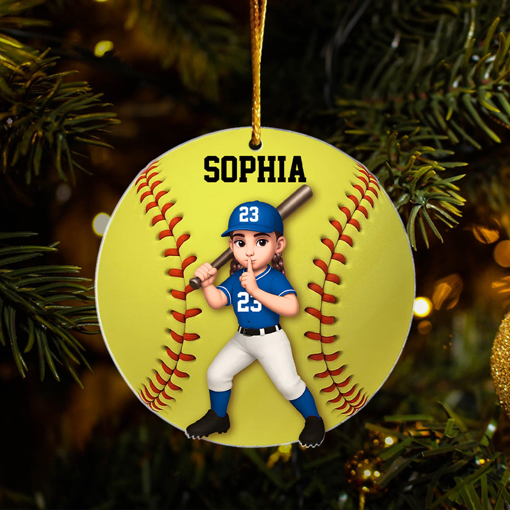 Personalized Baseball Softball Player Ornament, Gift For Sport Lover, Baseball Team Gift, Baseball Senior Christmas Gift, Sport Fan Ornament Hv01