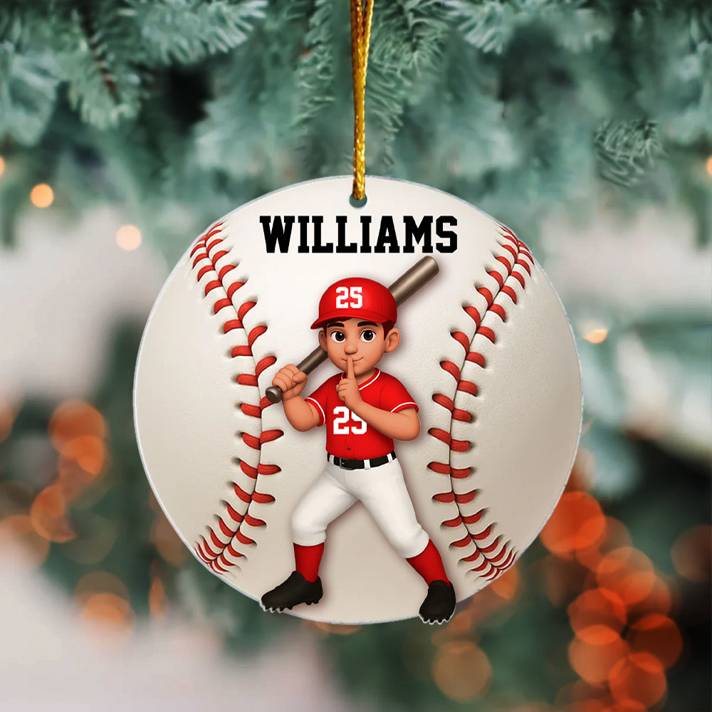 Personalized Baseball Softball Player Ornament, Gift For Sport Lover, Baseball Team Gift, Baseball Senior Christmas Gift, Sport Fan Ornament Hv01