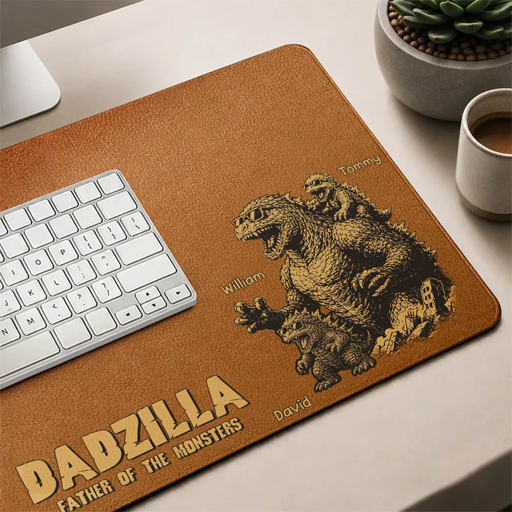 Father of The Monsters, Personalized Dadzilla Desk Mat, Father Day Gifts for Dad Funny Papa Tshirt Cool Daddy A2110 Pt99
