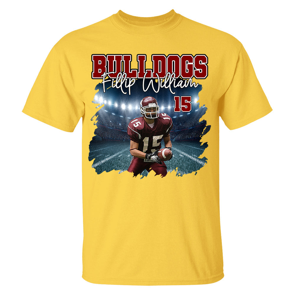 Football Personalized Shirt Custom Photo And Team Name, Custom Bootleg Rap Tee Football