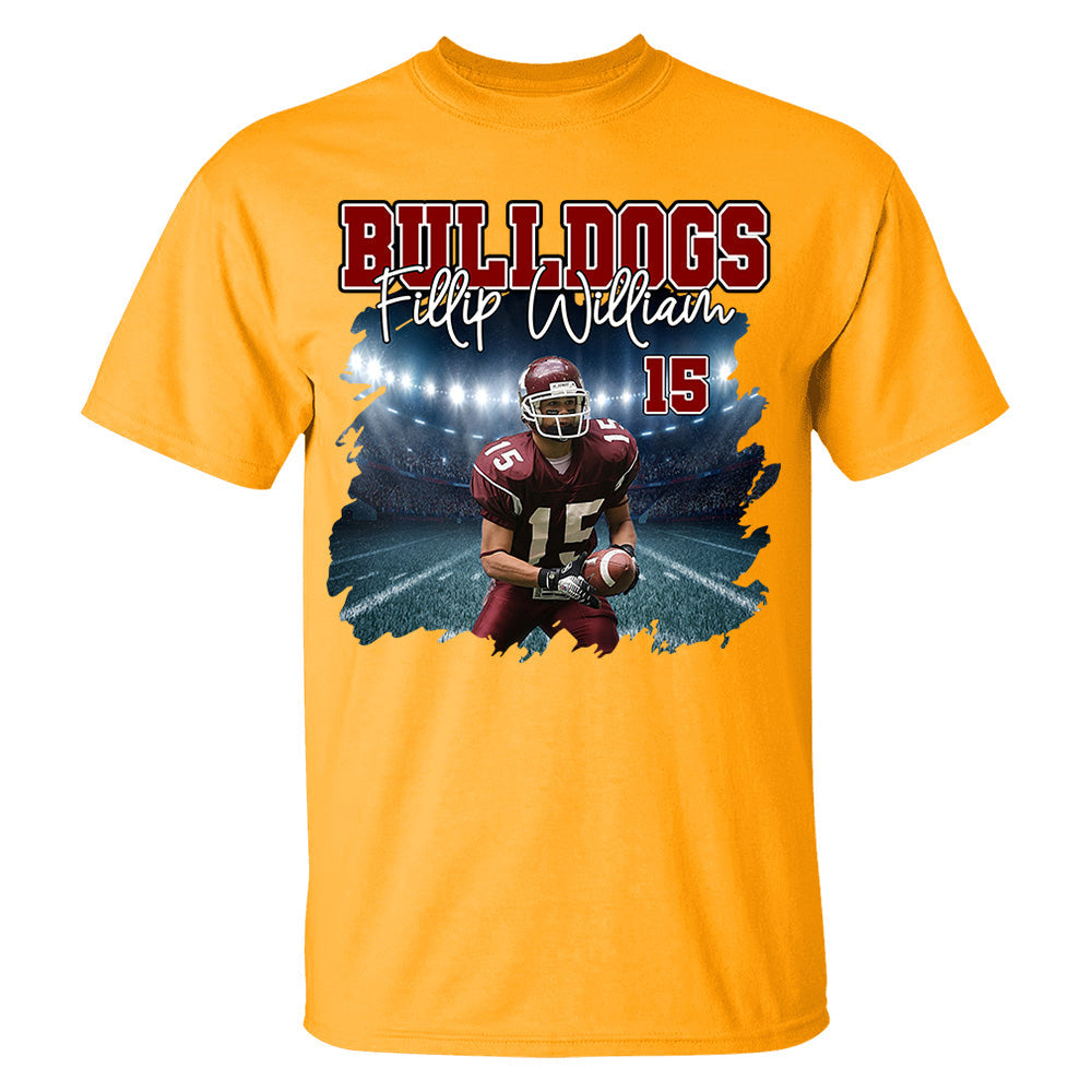 Football Personalized Shirt Custom Photo And Team Name, Custom Bootleg Rap Tee Football
