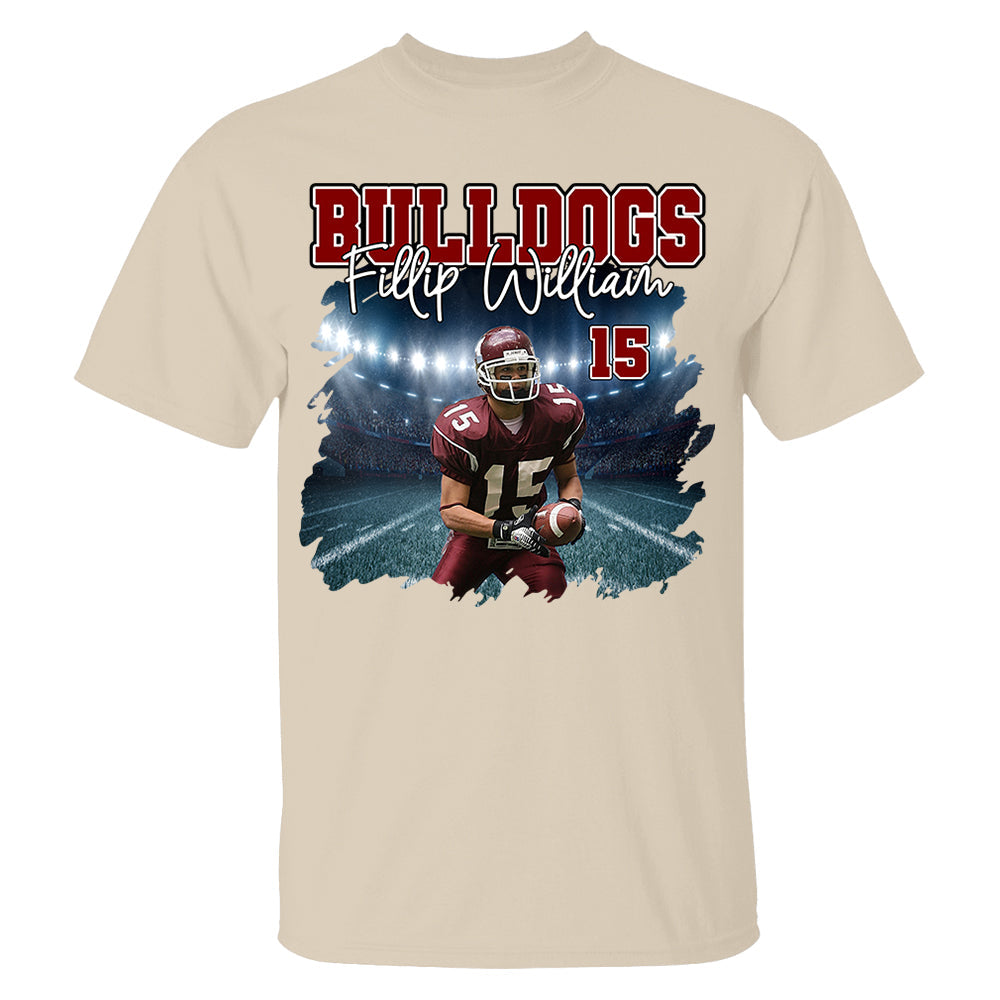 Football Personalized Shirt Custom Photo And Team Name, Custom Bootleg Rap Tee Football