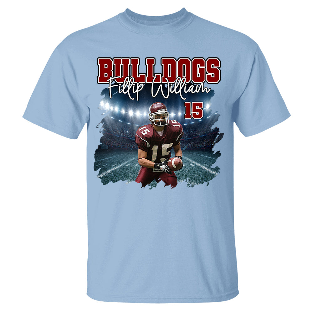 Football Personalized Shirt Custom Photo And Team Name, Custom Bootleg Rap Tee Football