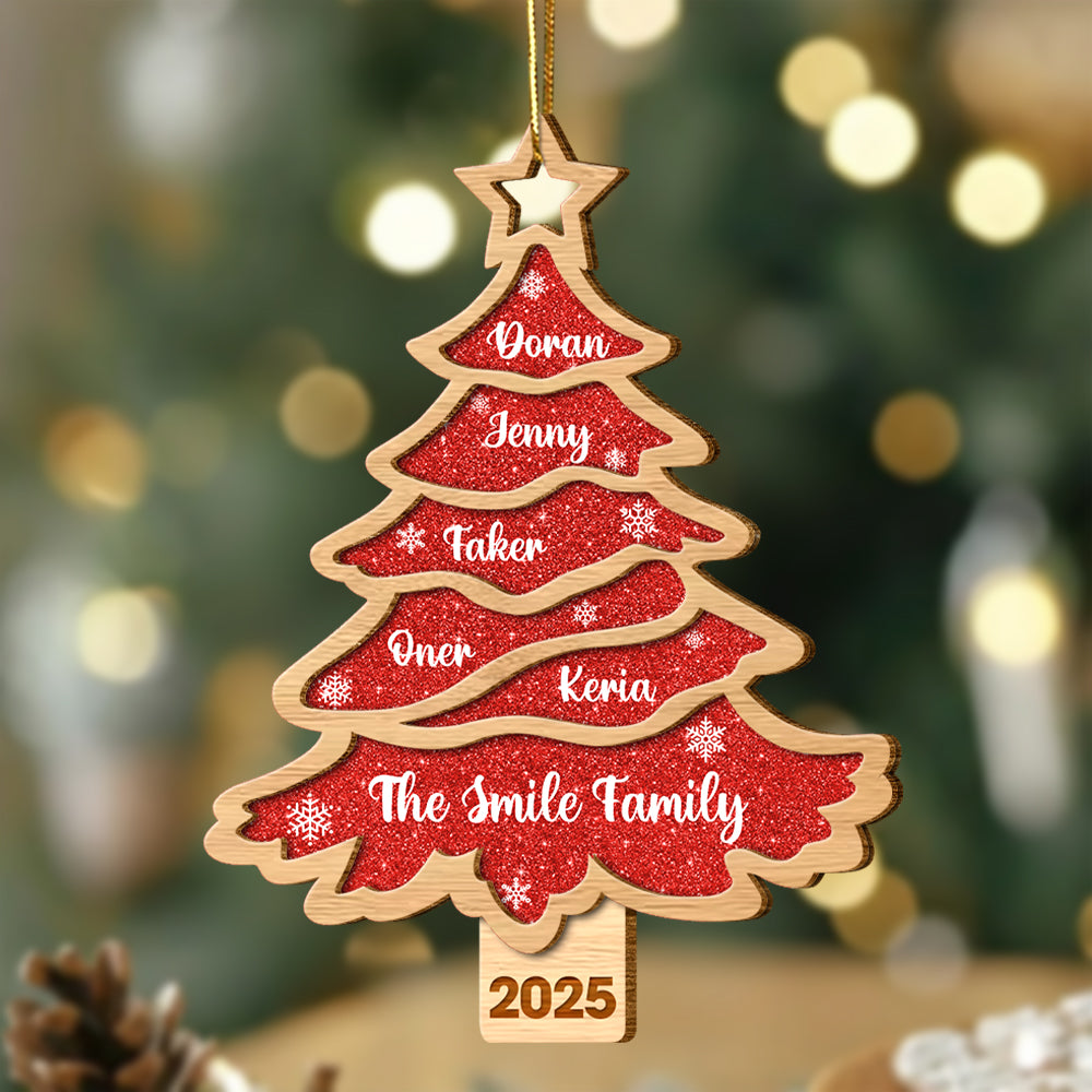 Christmas Tree Family Bestie Custom Names Personalized 2-Layered Wooden Ornament Tu24 Hv01
