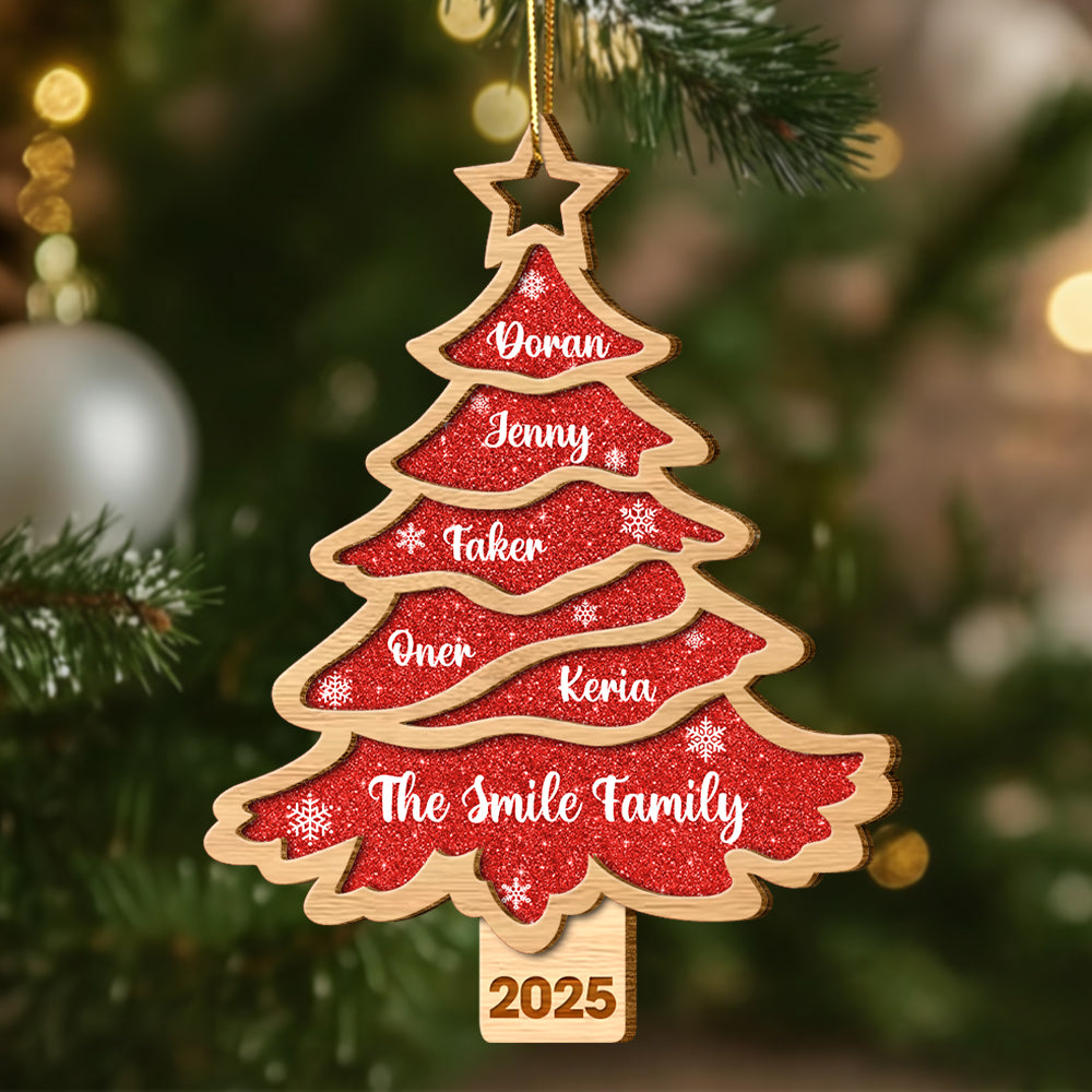 Christmas Tree Family Bestie Custom Names Personalized 2-Layered Wooden Ornament Tu24 Hv01