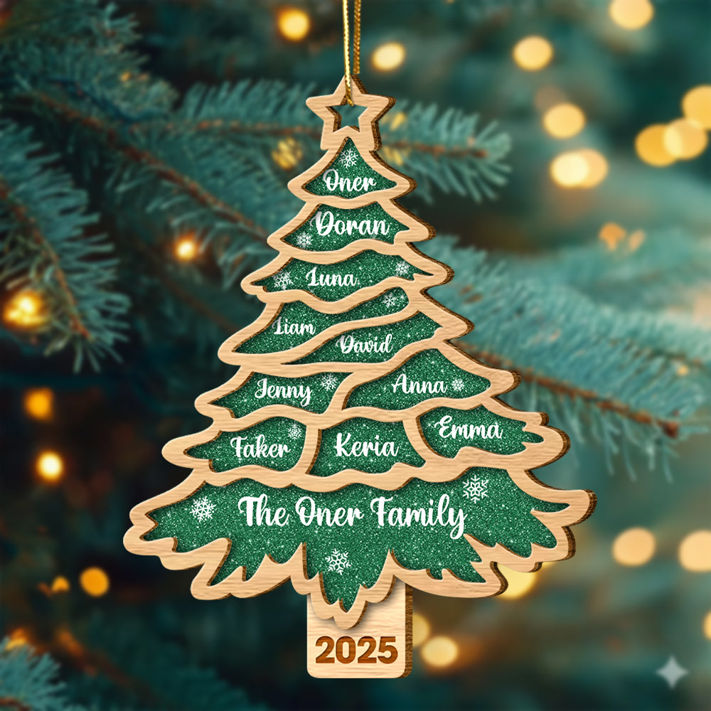 Christmas Tree Family Bestie Custom Names Personalized 2-Layered Wooden Ornament Tu24 Hv01