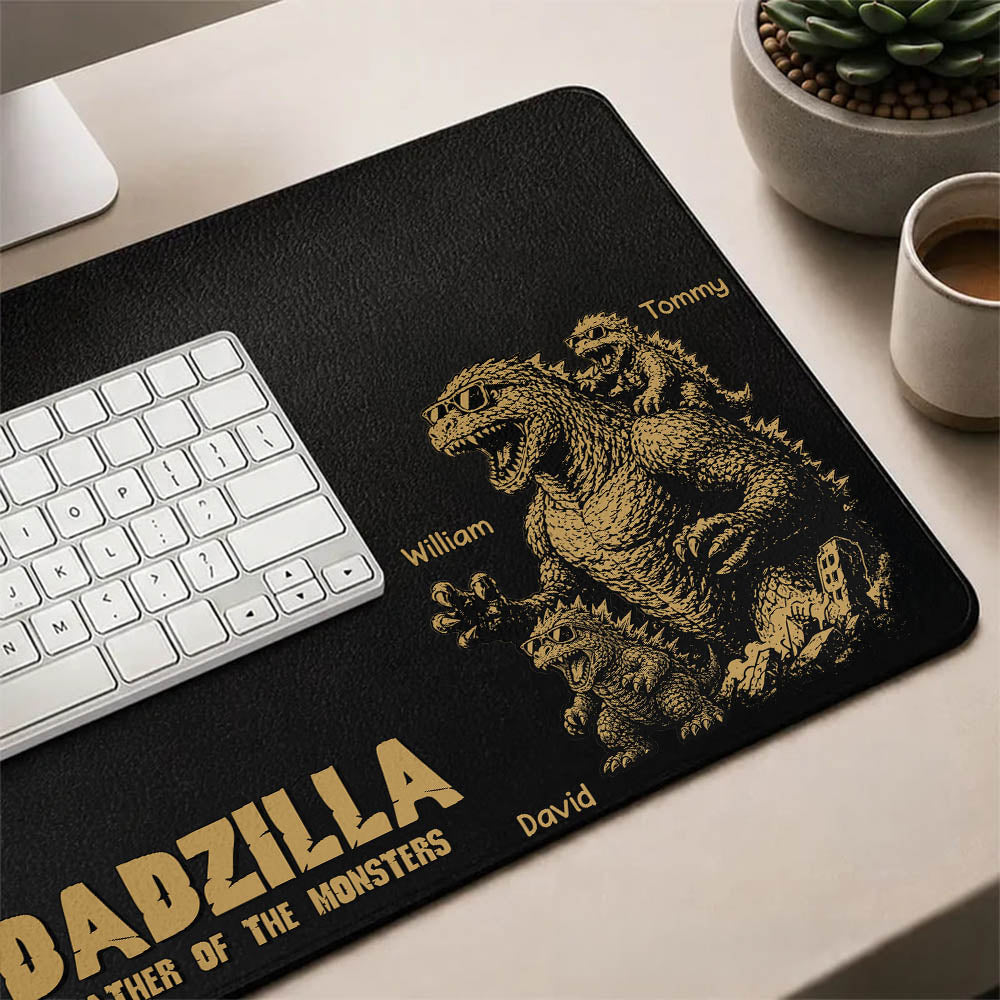 Father of The Monsters, Personalized Dadzilla Desk Mat, Father Day Gifts for Dad Funny Papa Tshirt Cool Daddy A2110 Pt99