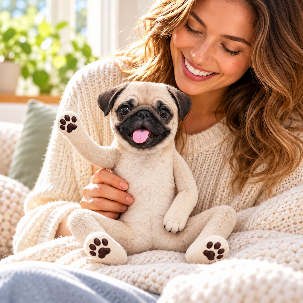 Personalized Pug Photo Pet Squishy Toy Poseable Plush Doll, Funny Gift For Dog Mom, Dad, Pet Lover T1807 T24 TL06