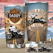 Word's Papa Coolest - Custom Photo Vehicle Tumbler - Personalized Gift for Dad, Bikers A2110 T24