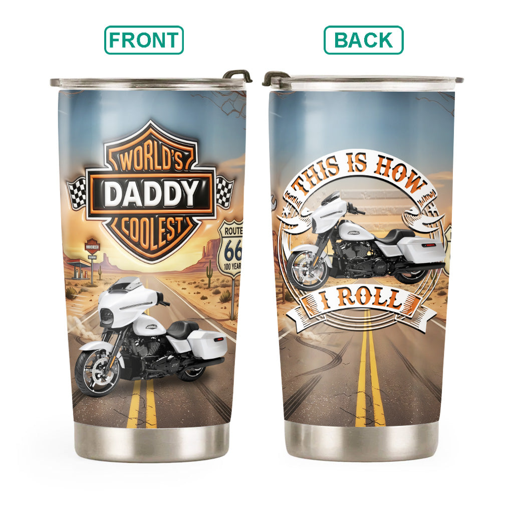 Word's Papa Coolest - Custom Photo Vehicle Tumbler - Personalized Gift for Dad, Bikers A2110 T24