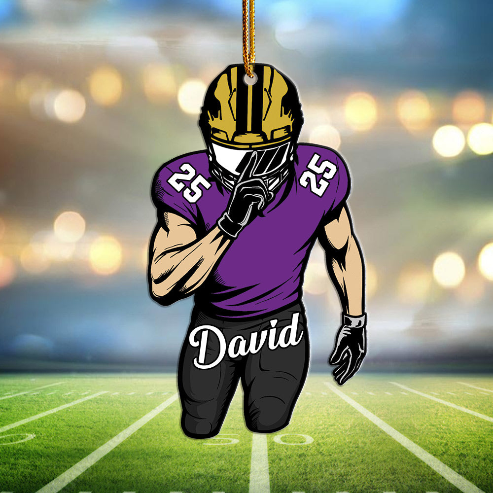 Football Player Acrylic Ornament Keychain Custom Name Number Personalized Gift For Football Lovers Tu24