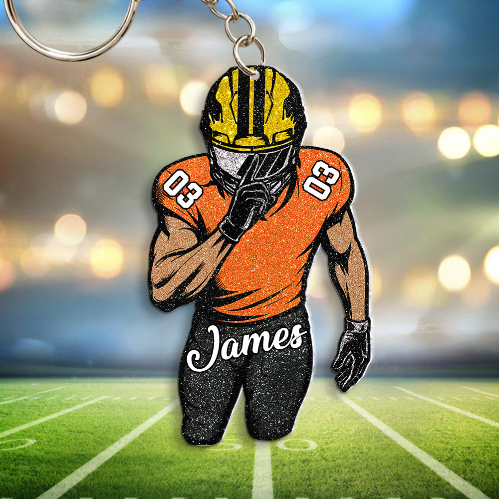 Football Player Acrylic Ornament Keychain Custom Name Number Personalized Gift For Football Lovers Tu24