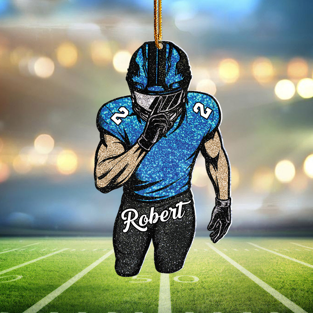 Football Player Acrylic Ornament Keychain Custom Name Number Personalized Gift For Football Lovers Tu24