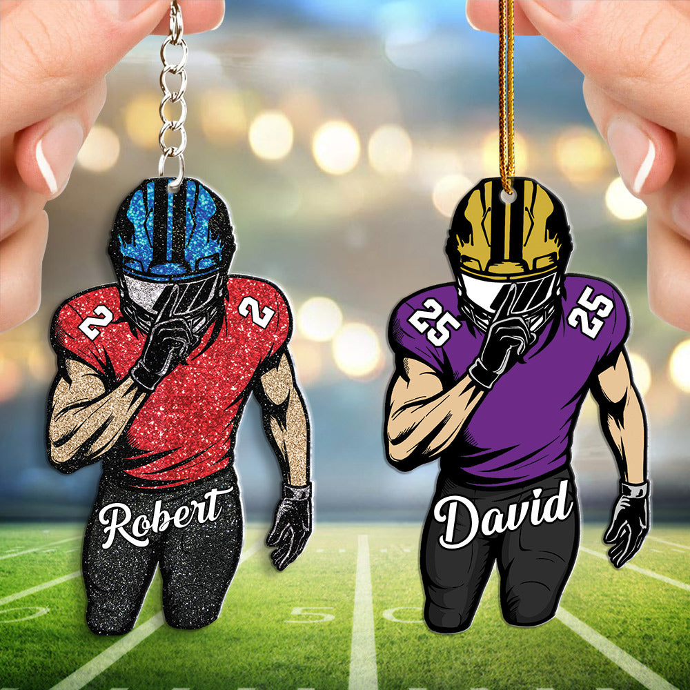 Football Player Acrylic Ornament Keychain Custom Name Number Personalized Gift For Football Lovers Tu24