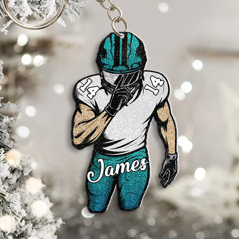 Football Player Acrylic Ornament Keychain Custom Name Number Personalized Gift For Football Lovers Tu24