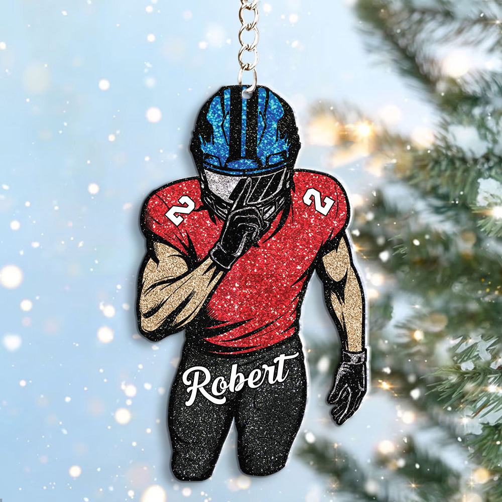 Football Player Acrylic Ornament Keychain Custom Name Number Personalized Gift For Football Lovers Tu24