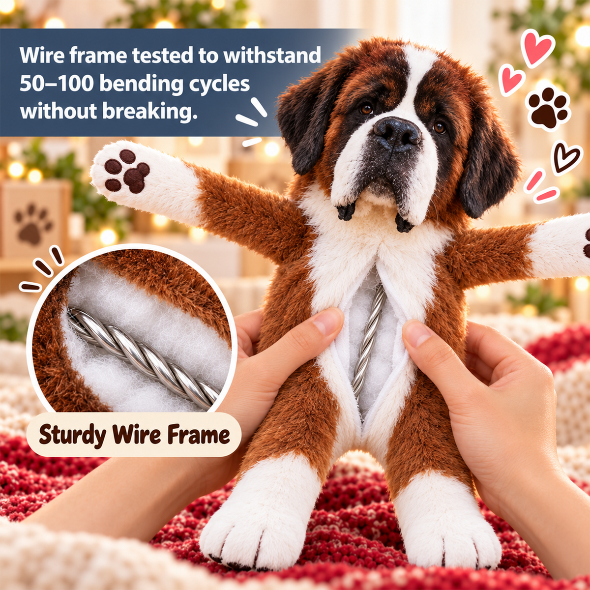 Personalized Saint Bernard Photo Pet Squishy Toy Poseable Plush Doll, Funny Gift For Dog Mom, Dad, Pet Lover T1807 T24 TL06