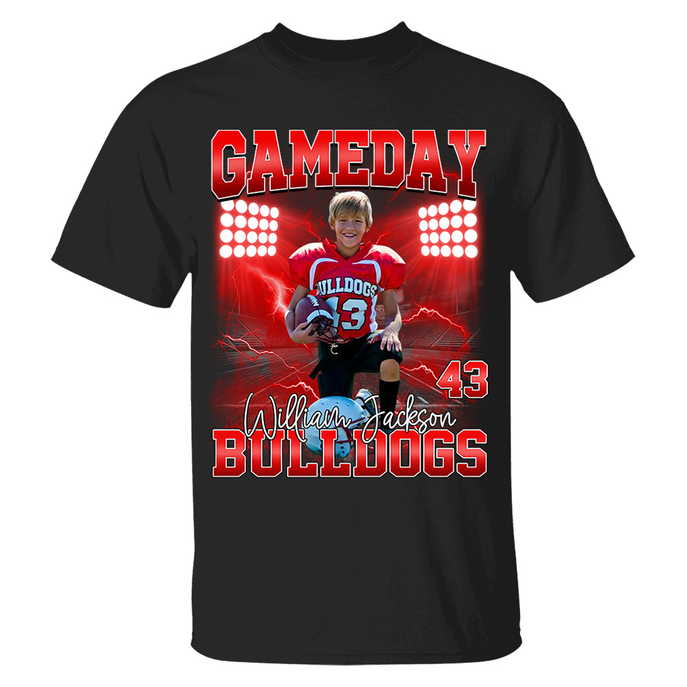 Custom Photo Gameday Football Personalized Bootleg Shirt Gift For Football Lovers Tu24
