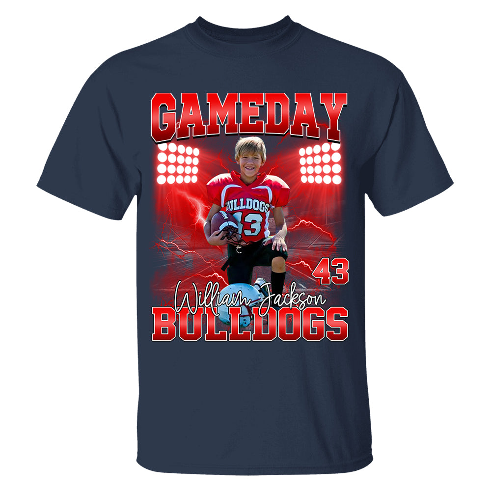 Custom Photo Gameday Football Personalized Bootleg Shirt Gift For Football Lovers Tu24