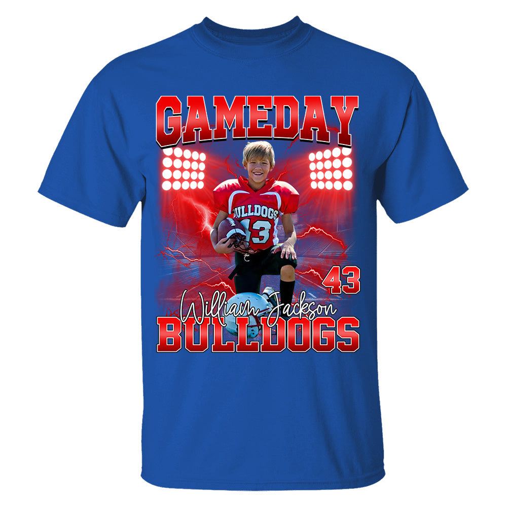 Custom Photo Gameday Football Personalized Bootleg Shirt Gift For Football Lovers Tu24