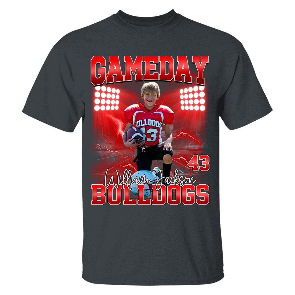 Custom Photo Gameday Football Personalized Bootleg Shirt Gift For Football Lovers Tu24