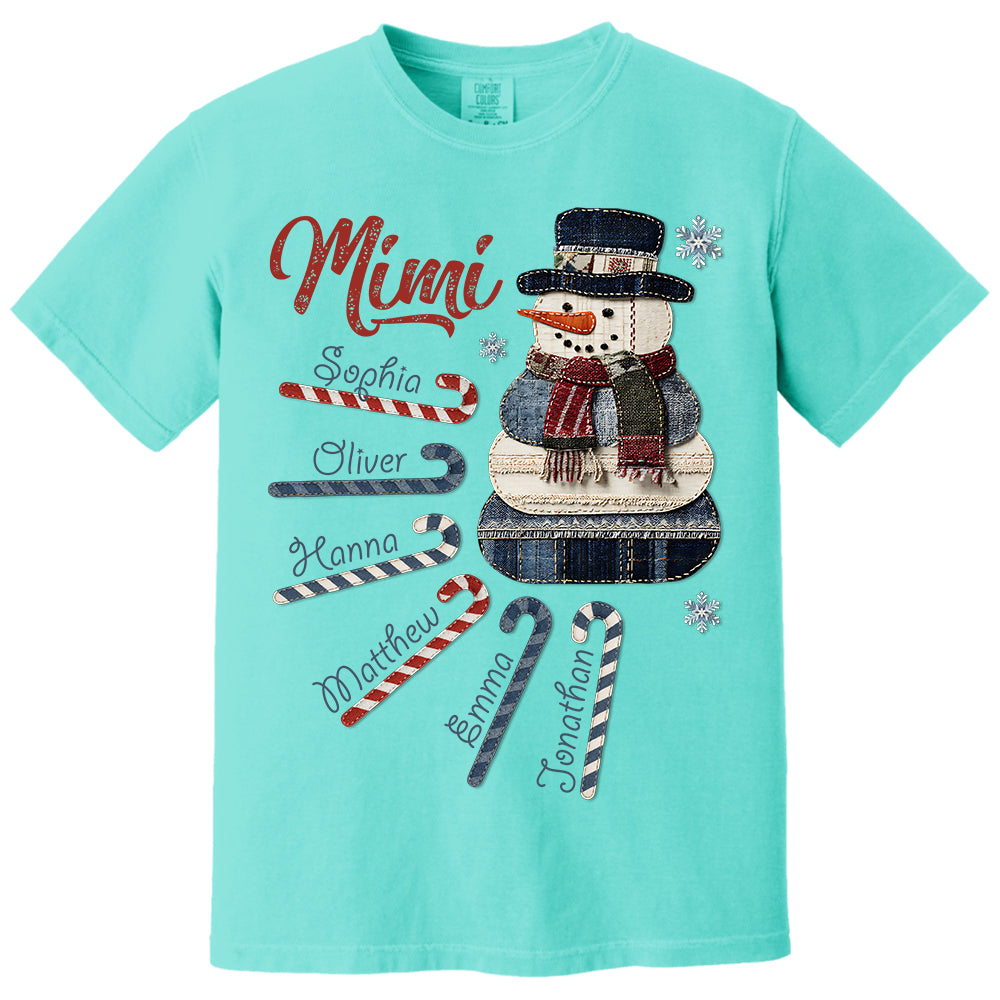 I Love Being Grandma Shirt - Personalized 2D Denim Patchwork Snowman Sweatshirt For Grandmas NA04