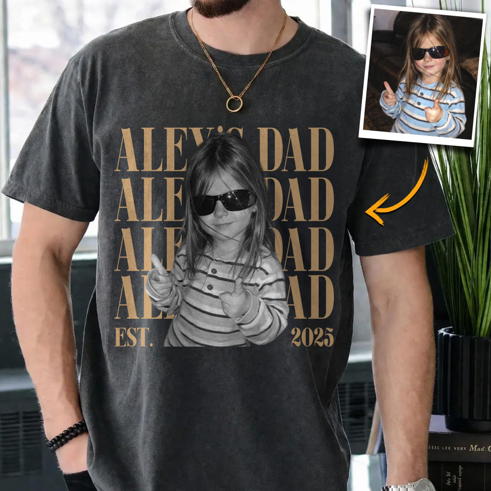 Classic Custom Dad Vintage Photo Shirt: Personalized Fathers Day Shirt With Kids Photo, Funny Dad Shirt, Best Dad Ever Shirt, New Dad Gift T24