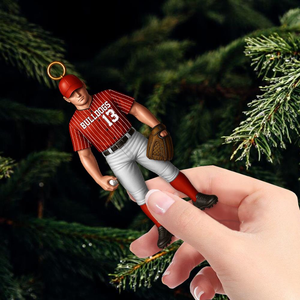 Baseball Player Acrylic Christmas Ornament Custom Name Number Baseball Team Gift Nh00