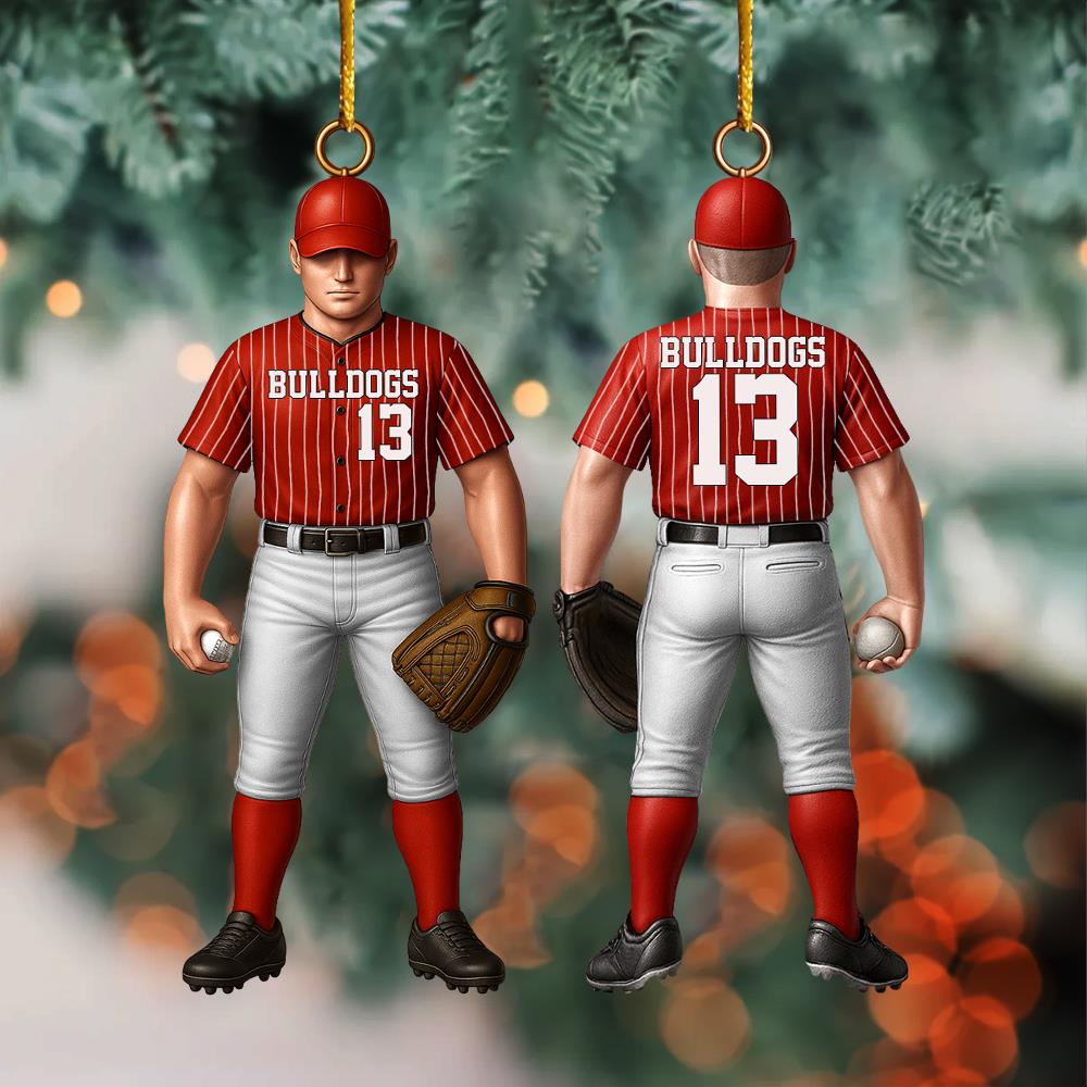 Baseball Player Acrylic Christmas Ornament Custom Name Number Baseball Team Gift Nh00