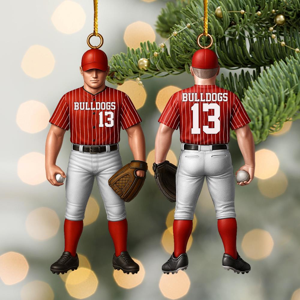 Baseball Player Acrylic Christmas Ornament Custom Name Number Baseball Team Gift Nh00
