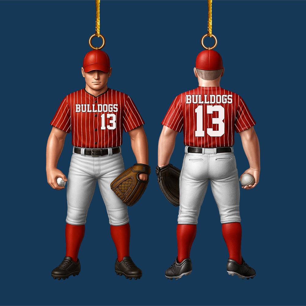 Baseball Player Acrylic Christmas Ornament Custom Name Number Baseball Team Gift Nh00