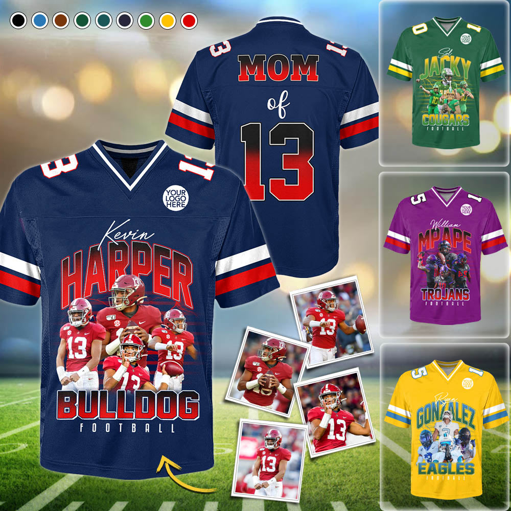 Custom Photo Football Game Day Football Jersey Gift For Football Lovers Personalized Gift For Football Player Tu24 Pt99