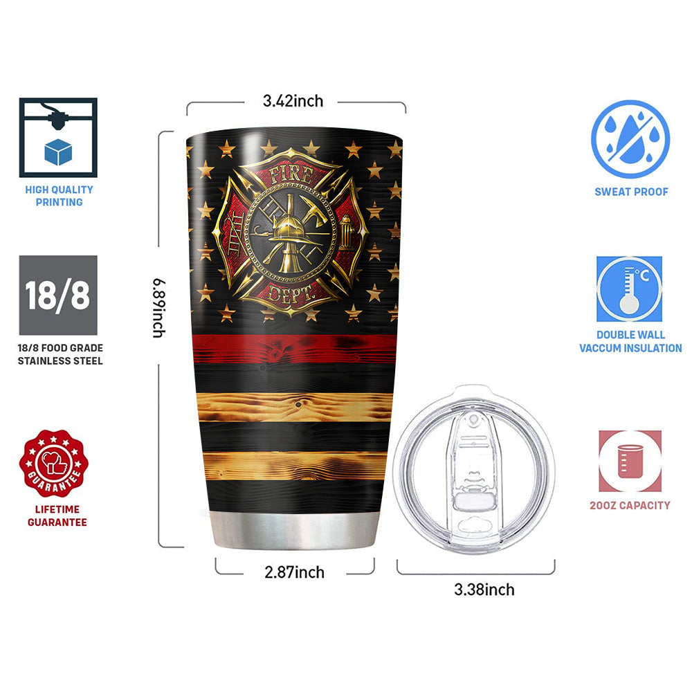 Personalized Tumbler Gift For Firefighter For Fireman - Custom Logo Clothes And Helmet Firefighter Tumbler K1702 Trhn